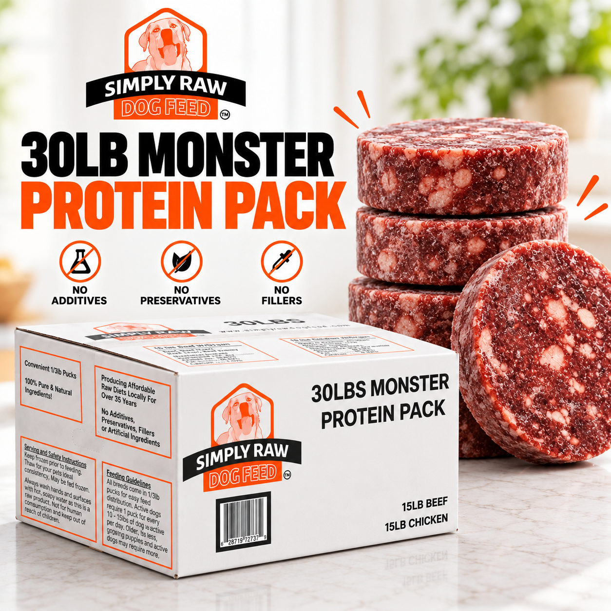 30LB Monster Protein Pack - Beef & Chicken